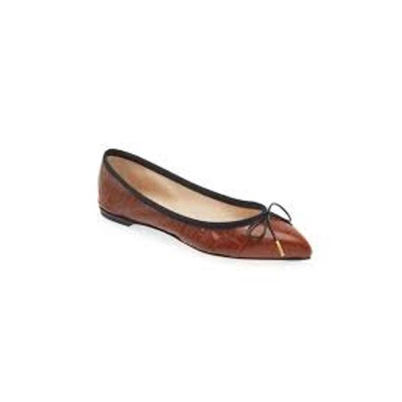 AGL ATTILIO GIUSTI LEOMBRUNI Jomy Pointed Toe Ballet Flat Cognac Size 41 US 11 - Picture 1 of 10